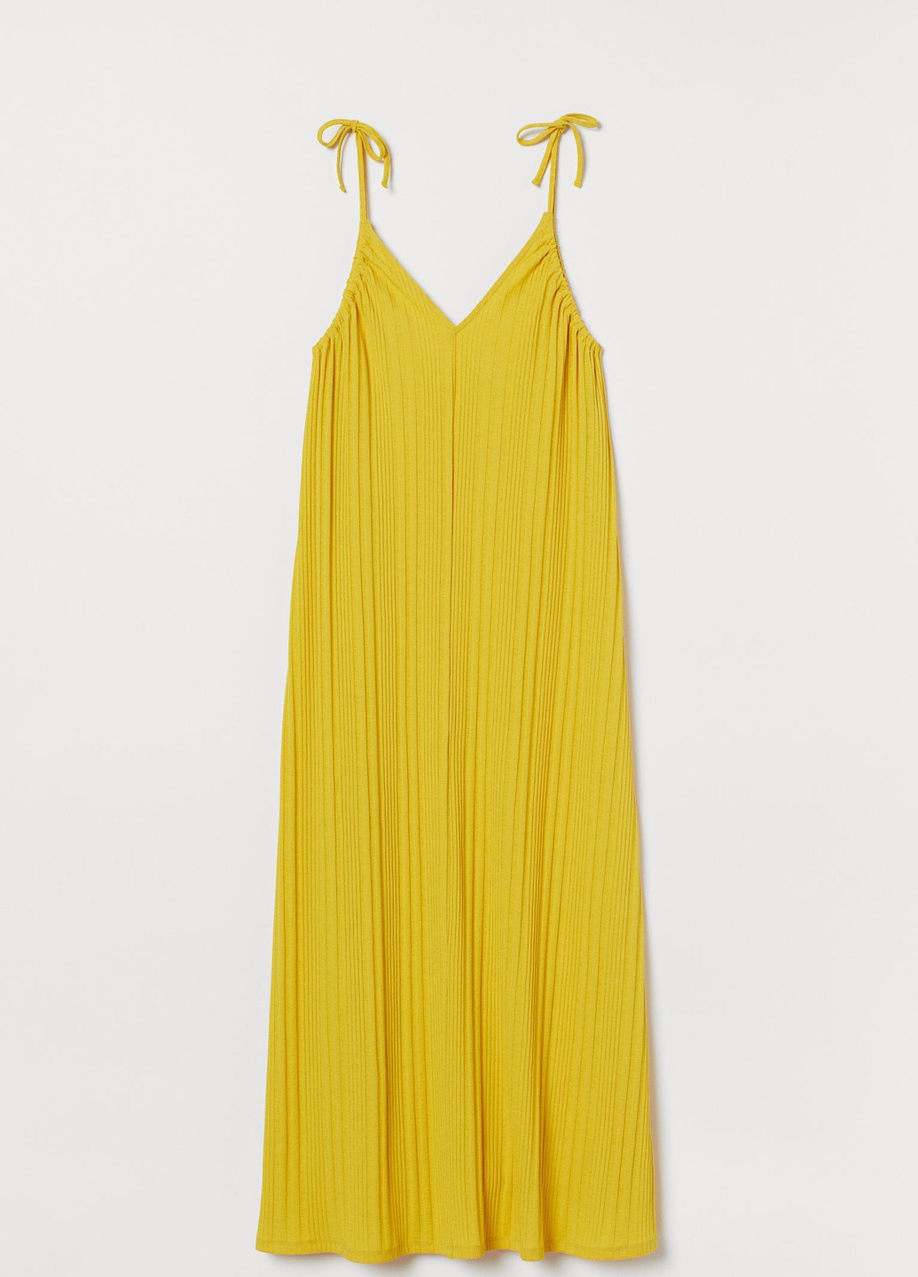 Желтое вечернее платье H&M однотонное