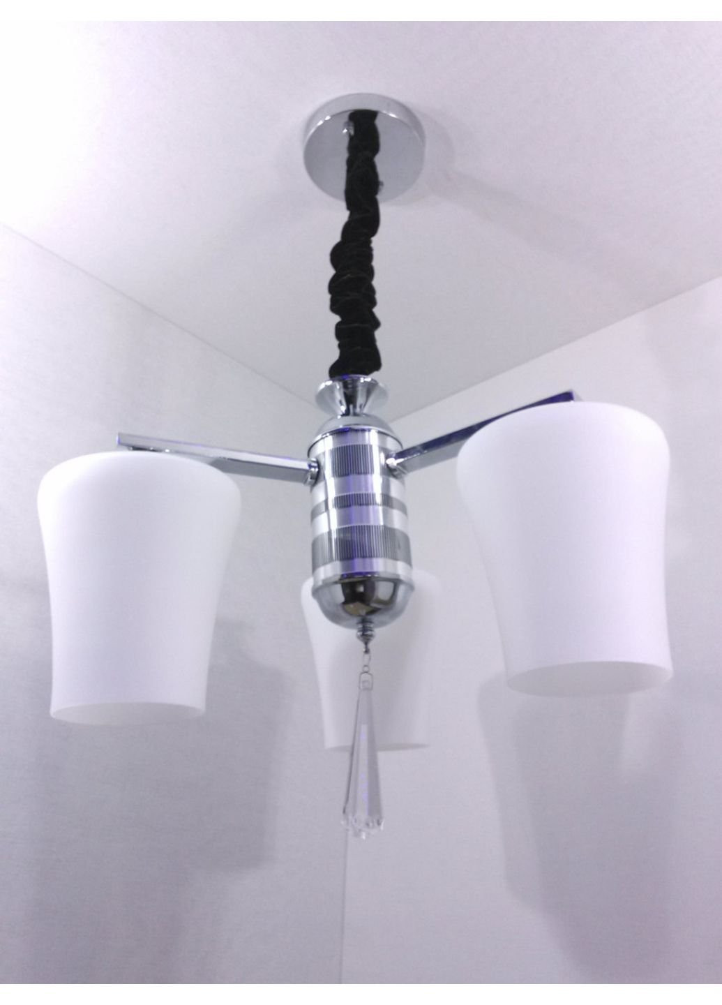 Люстра потолочная подвесная на 3 лампочки 9993/3 Хром 35х40х40 см. Sunnysky (253627480)