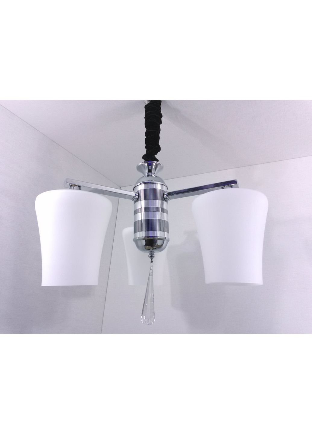 Люстра потолочная подвесная на 3 лампочки 9993/3 Хром 35х40х40 см. Sunnysky (253627480)