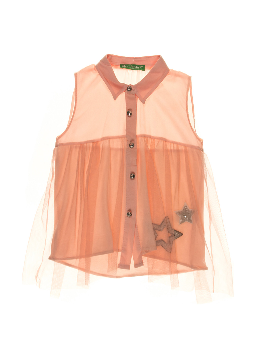 Персиковая однотонная блузка без рукава Cichlid летняя