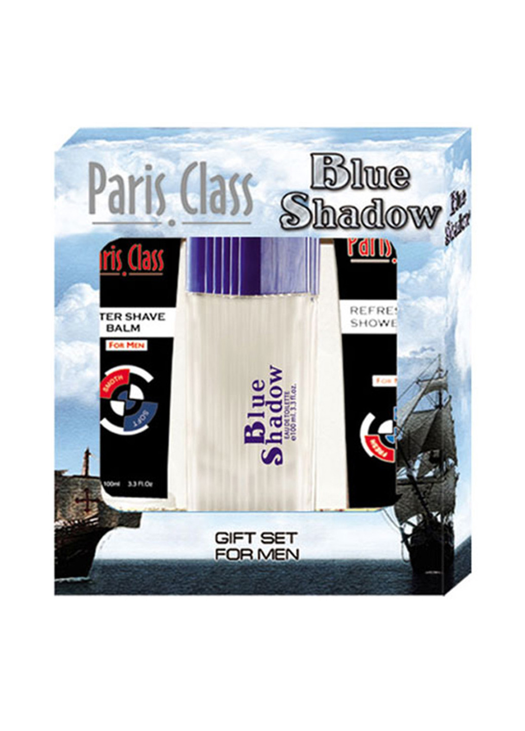 Paris Class Blue Shadow Подарочный набор (туалетная вода 100 мл + гель для душа 130 мл + гель после бритья 100 мл) Aroma Perfume (88102160)