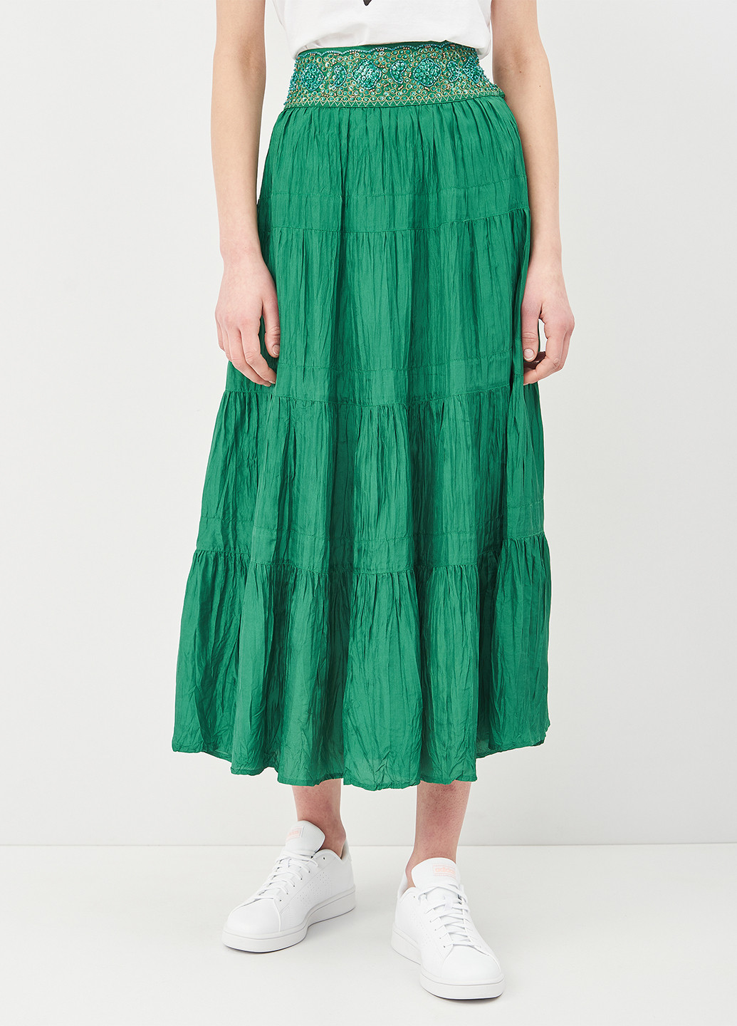 Изумрудная кэжуал однотонная юбка BCBGMAXAZRIA