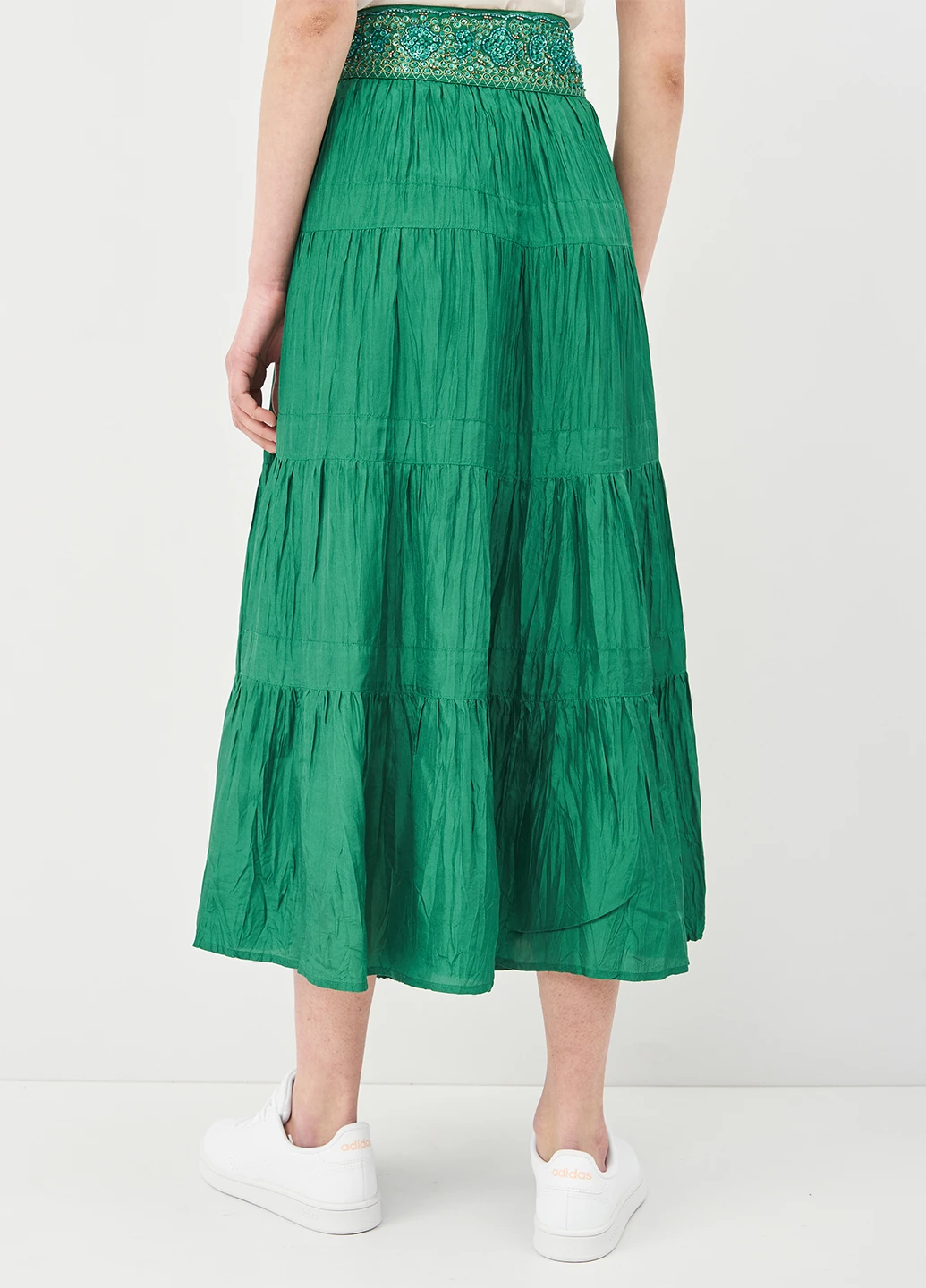 Изумрудная кэжуал однотонная юбка BCBGMAXAZRIA