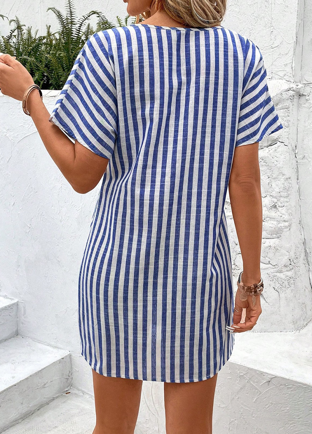 Комбинированное кэжуал платье платье-футболка, а-силуэт SHEIN в полоску