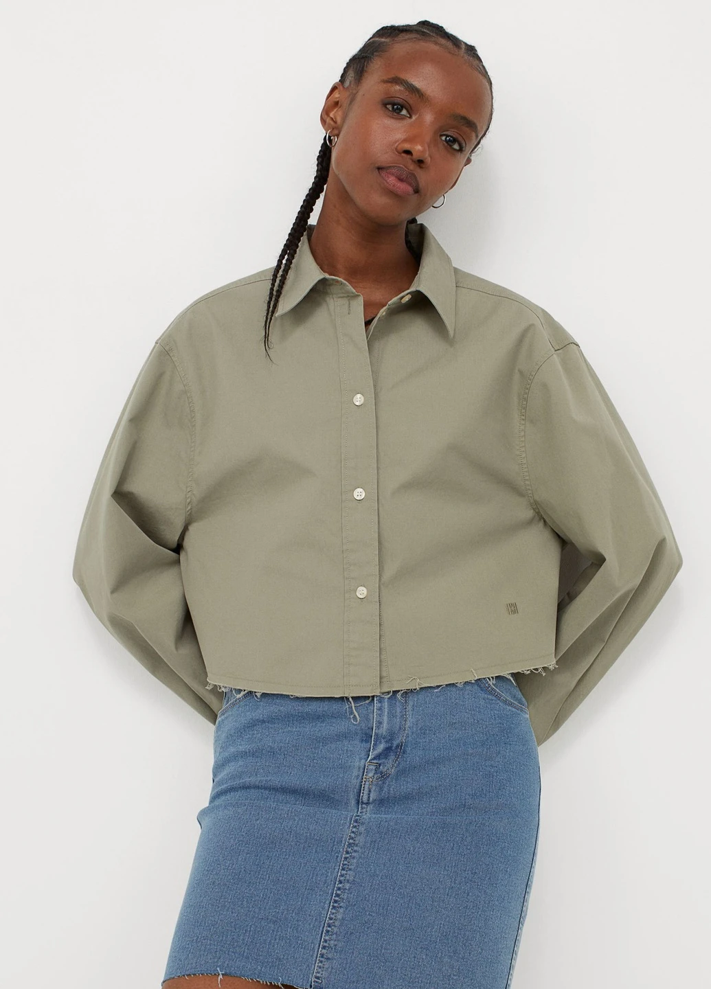 Светло-синяя однотонная юбка H&M