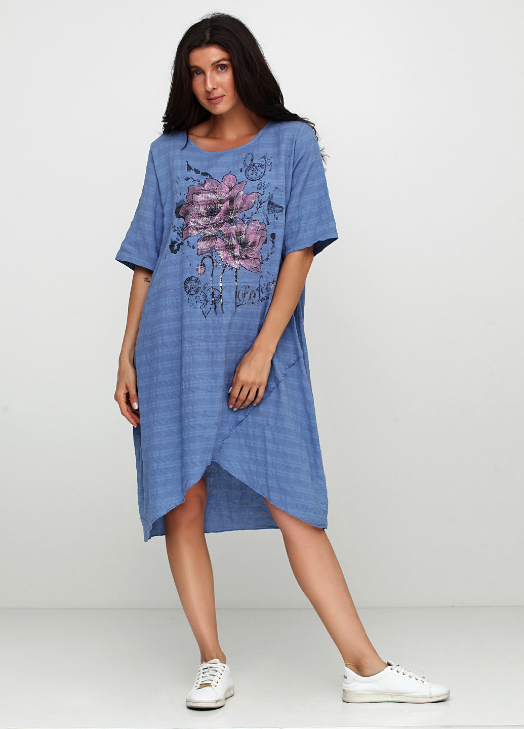 Голубое кэжуал платье My Luna с рисунком