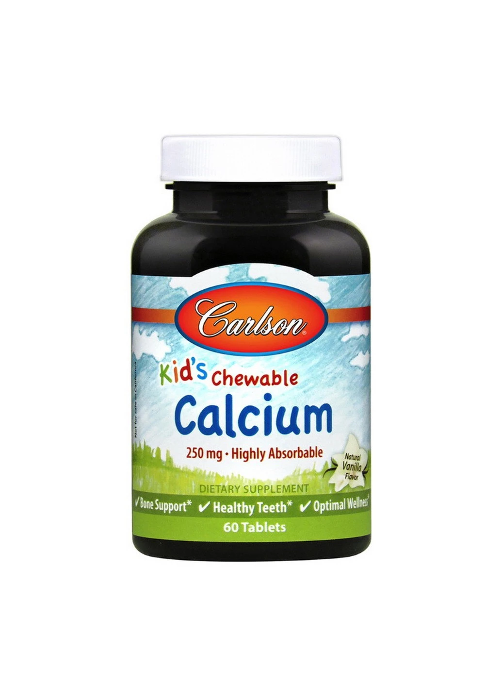 Жувальний кальцій для дітей Kid`s Chewable Calcium 250 mg (60 жув) карлсон лаб Carlson Labs (255408254)