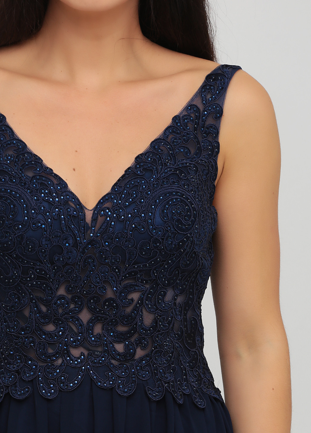Темно-синя вечірня сукня в стилі армпір Mascara однотонна