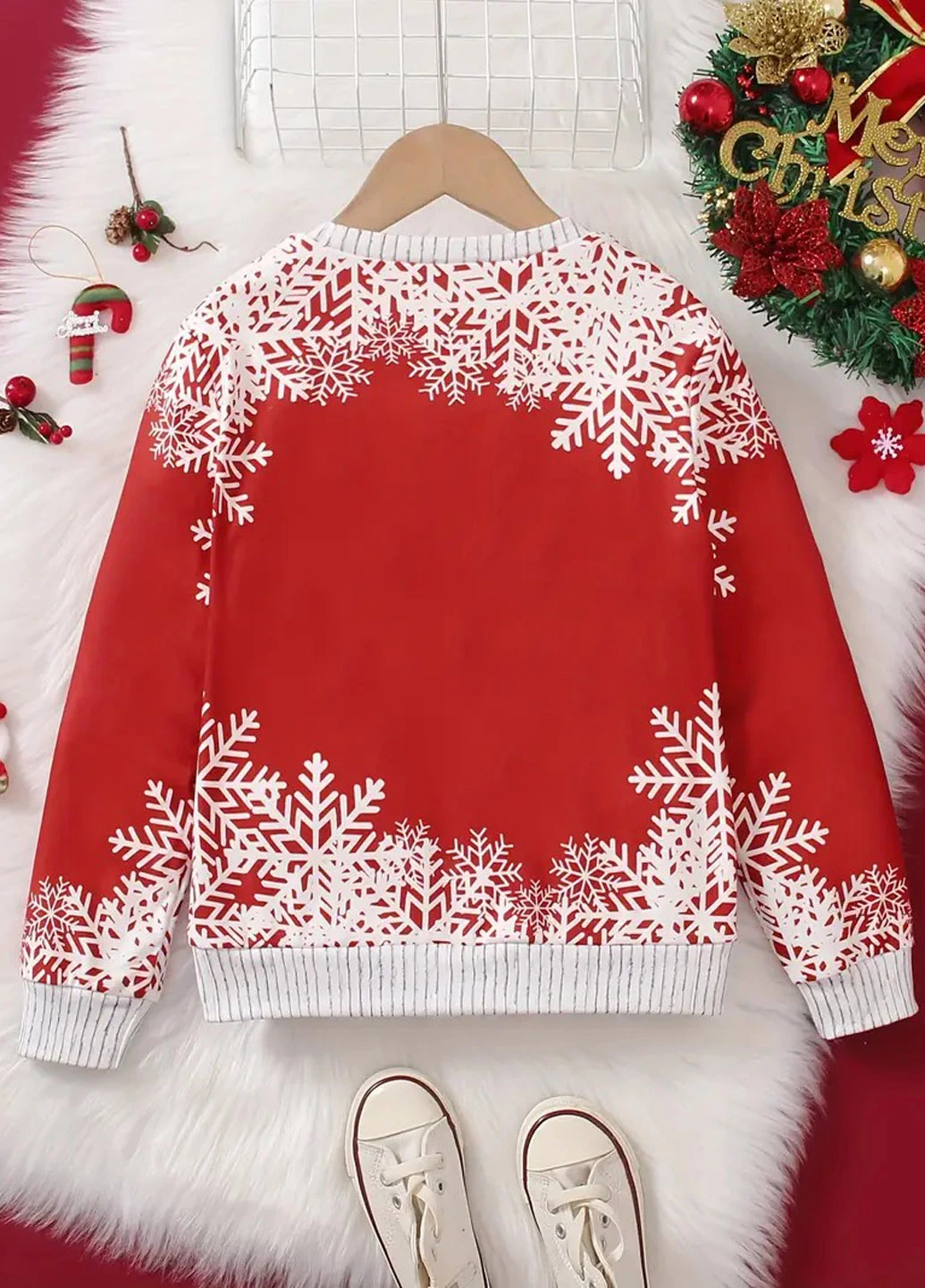 SHEIN світшот новорічний червоний святковий поліестер