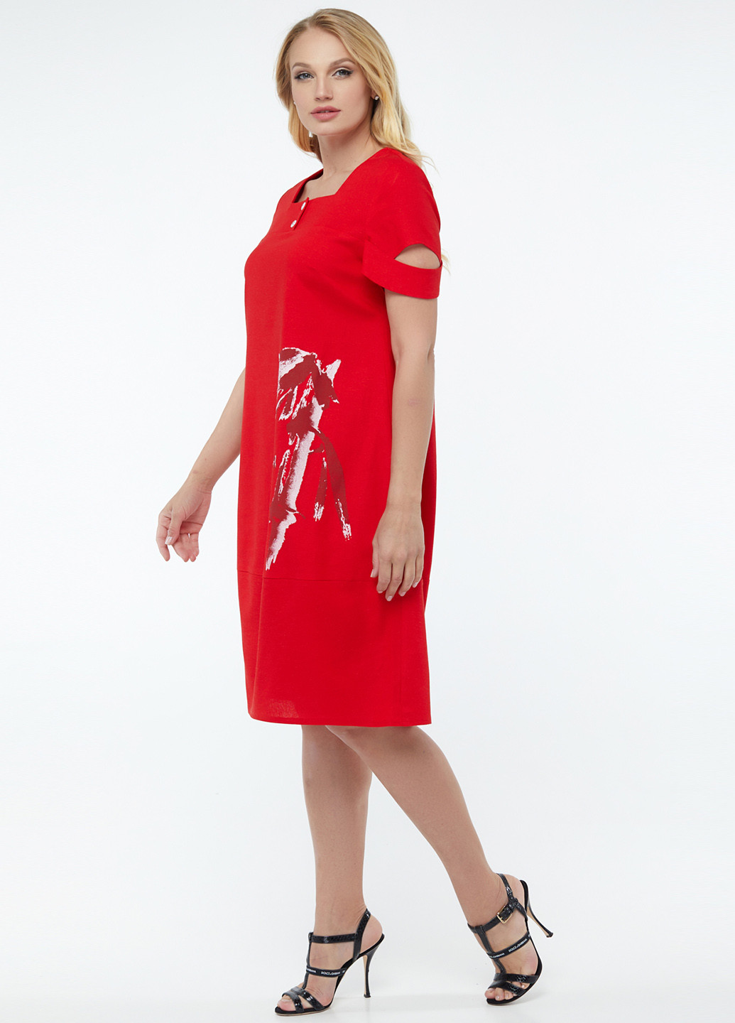 Красное кэжуал платье футляр A'll Posa с рисунком