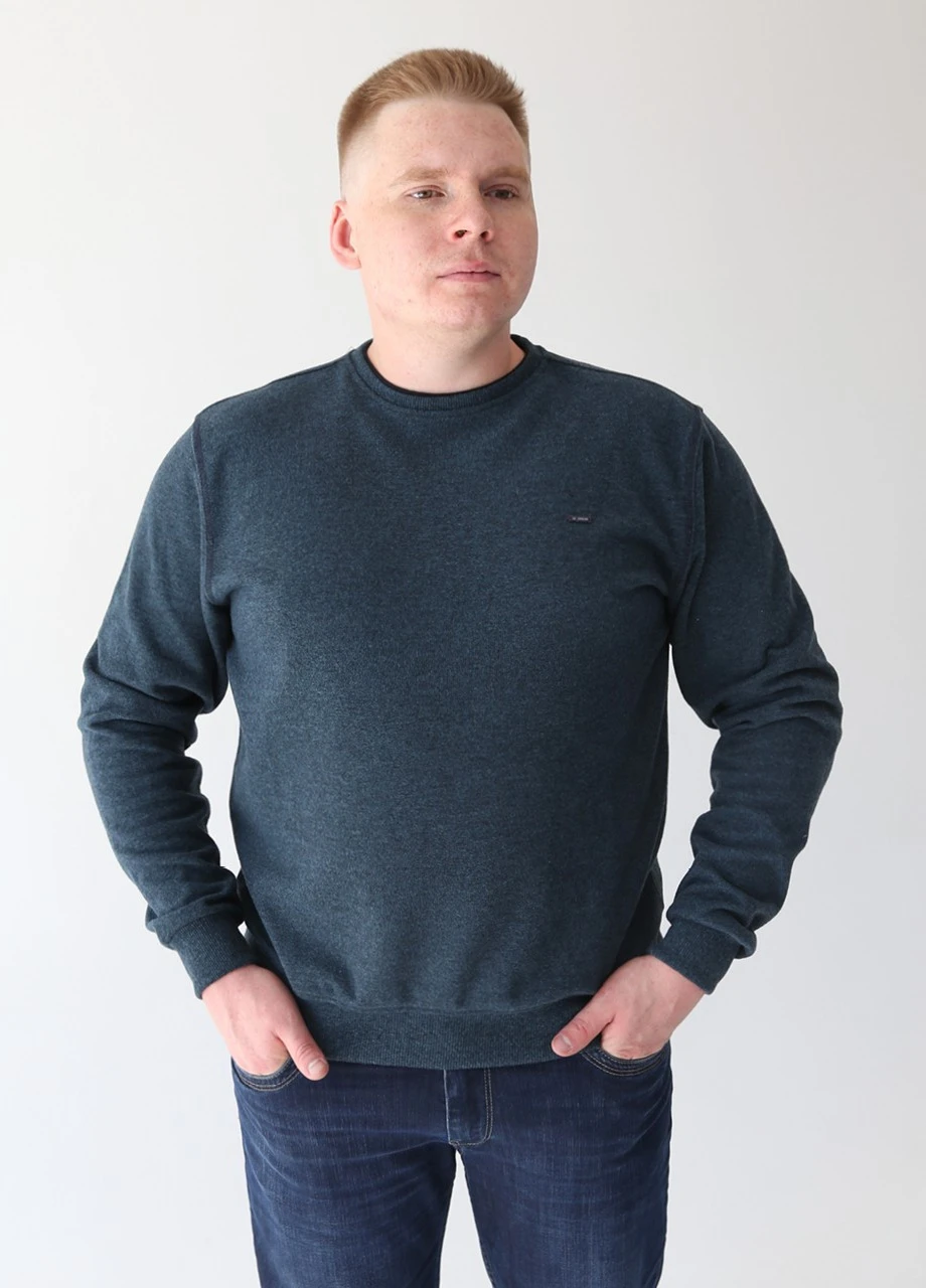 Темно-зелений демісезонний джемпер чоловічий темно-зелений великий розмір MCS Свободная