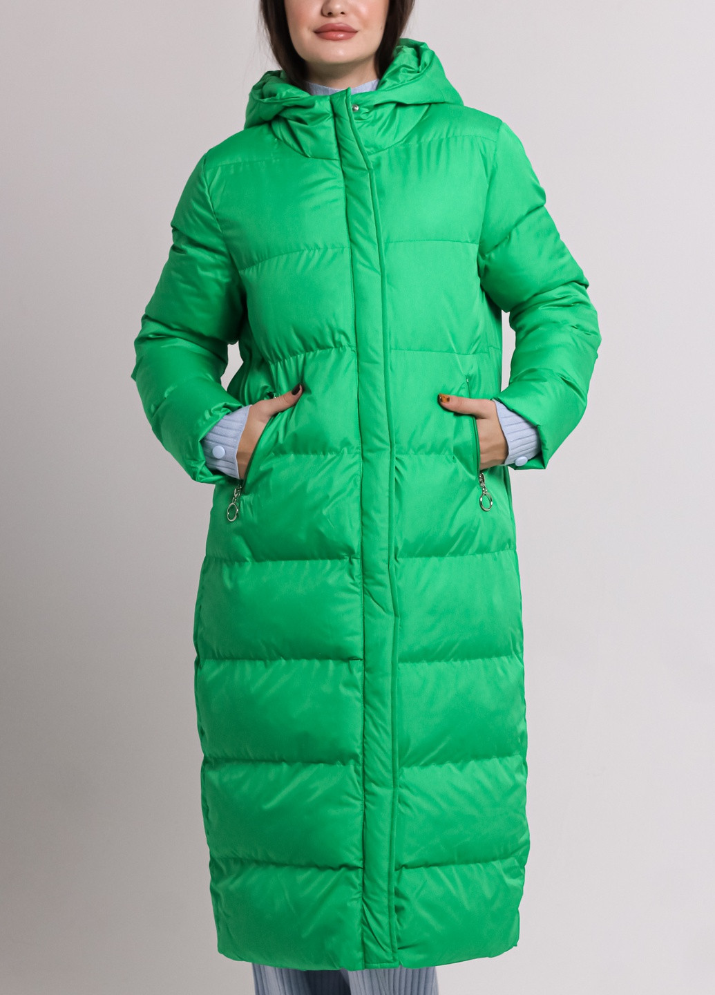 Зелене зимнє Пальто жіноче довге чорне Robin