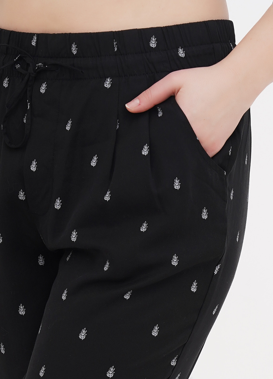 Черные кэжуал летние укороченные брюки Garnet Hill