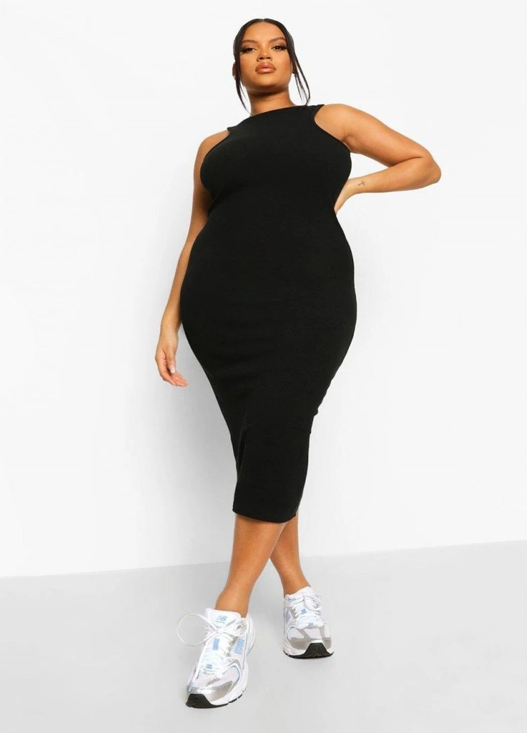 Черное кэжуал платье Boohoo однотонное