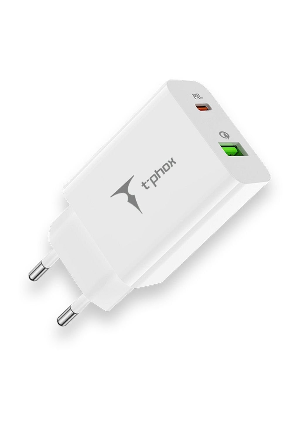 Зарядний пристрій (Speedy 20W PD+USB) T-PHOX speedy 20w 2ports type-c+usb charger (white) (253507386)