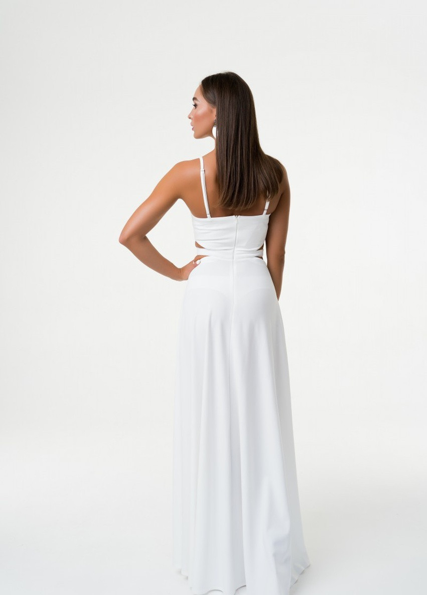 Білий вечірня плаття, сукня дзвін, з спідницею-сонце, а-силует WINN однотонна
