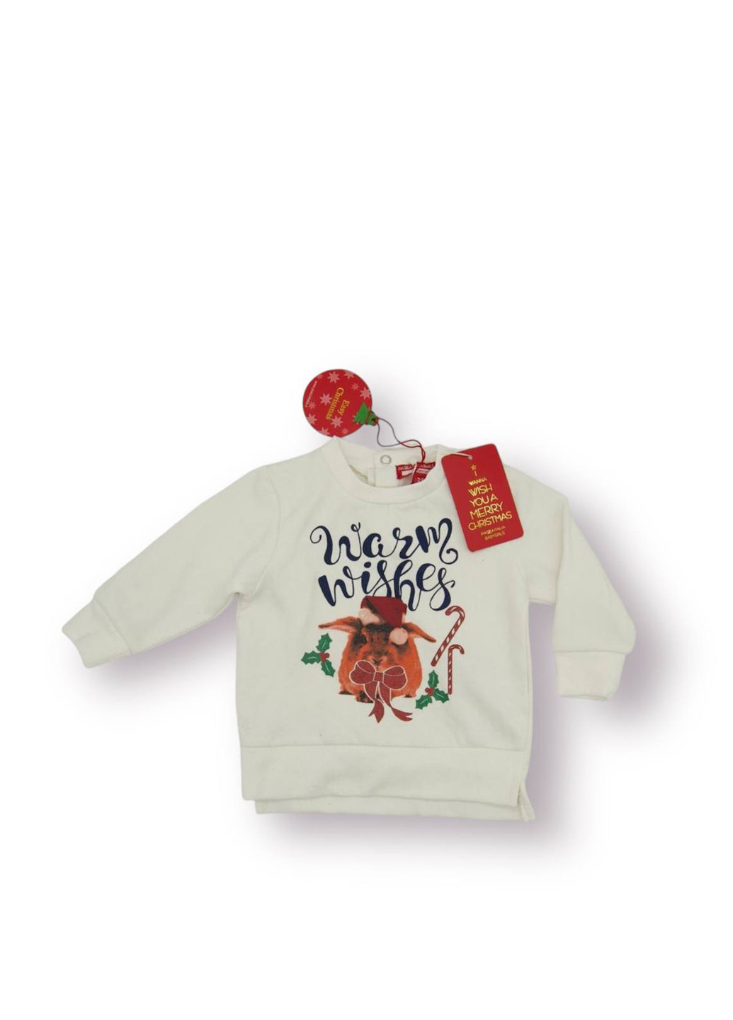 Piazza Italia свитшот новогодний молочный кэжуал хлопок, флис