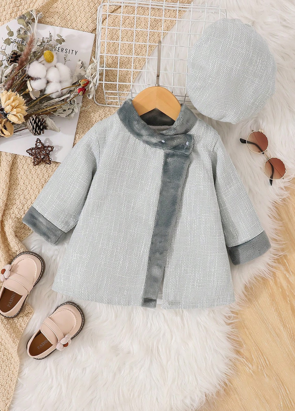 Комбіноване демісезонне Пальто однобортне SHEIN