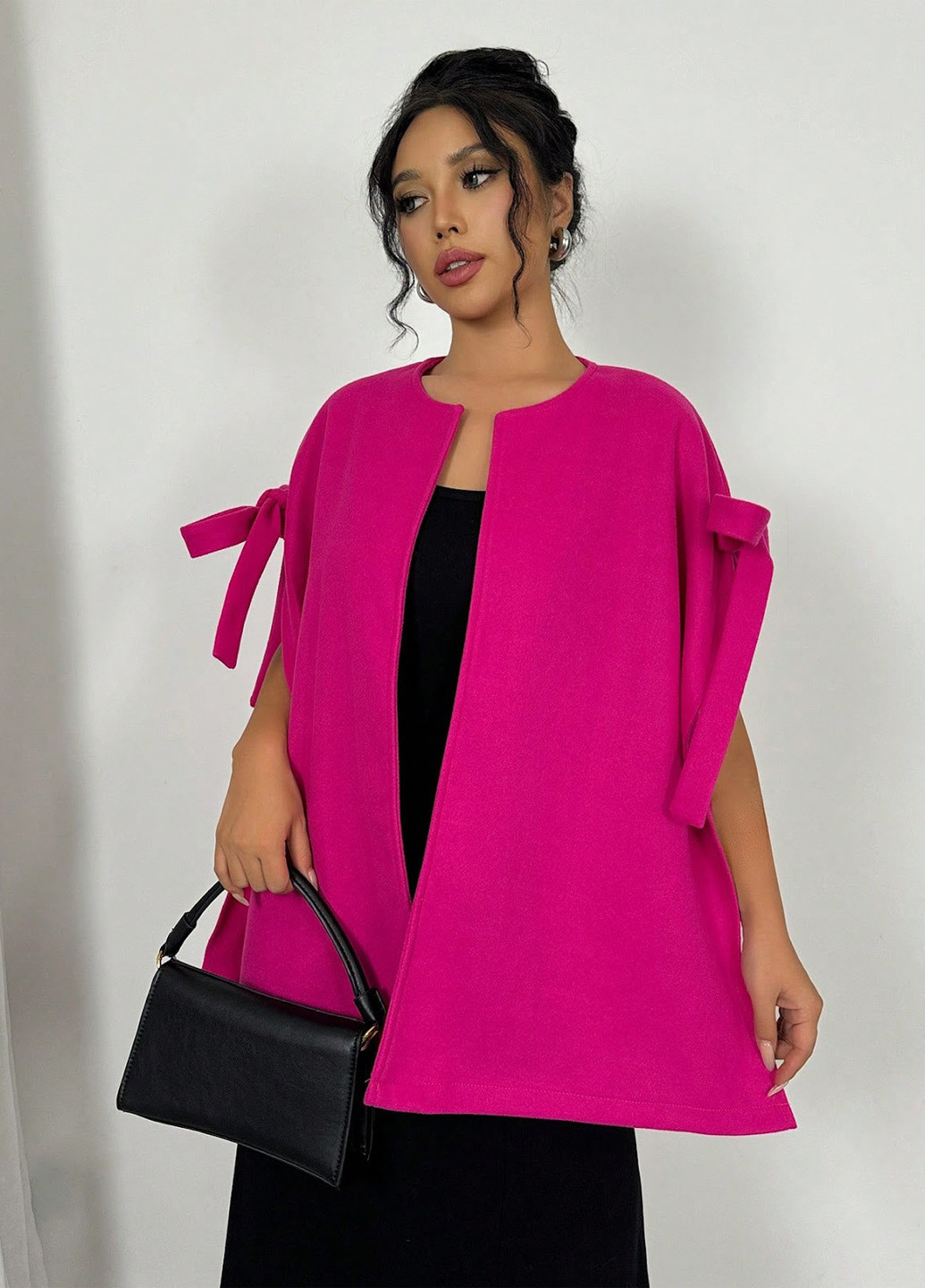 Фуксинове (колору Фукія) Кежуал напівпальто SHEIN однотонне