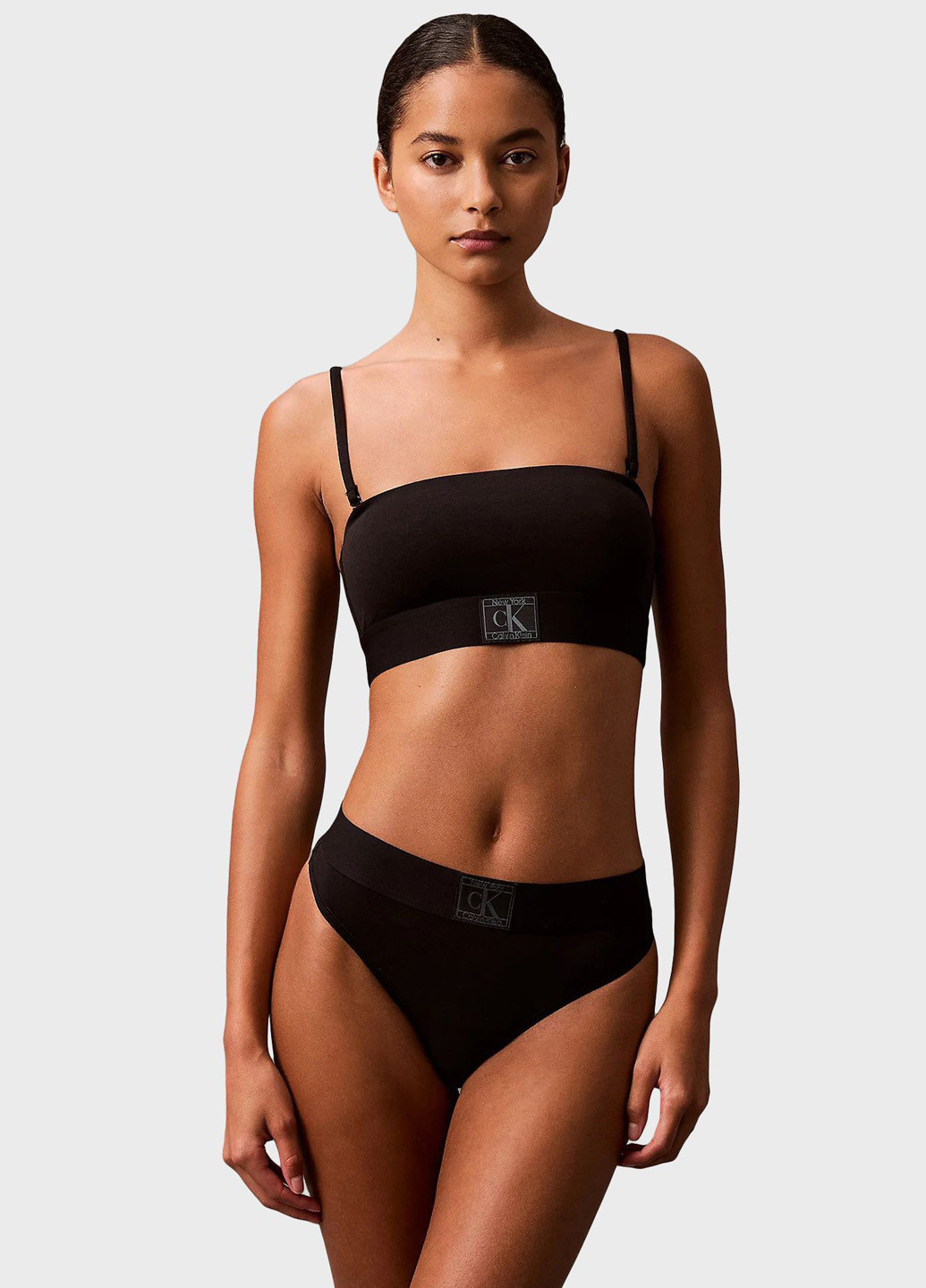Чорний топ бюстгальтер Calvin Klein без кісточок бавовна