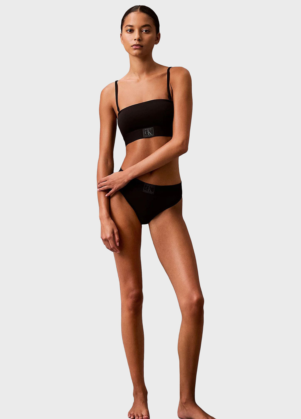 Чорний топ бюстгальтер Calvin Klein без кісточок бавовна
