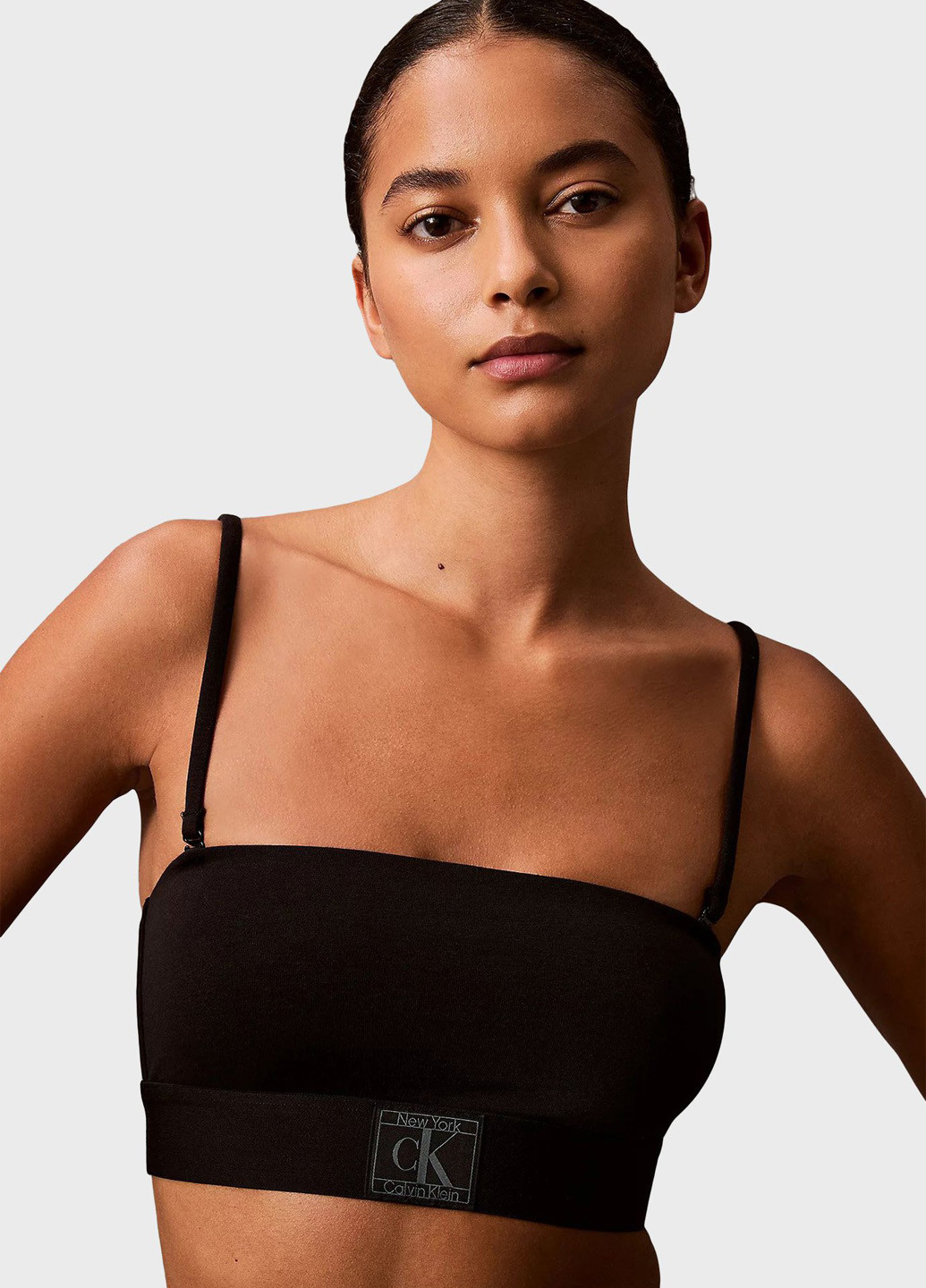 Чорний топ бюстгальтер Calvin Klein без кісточок бавовна