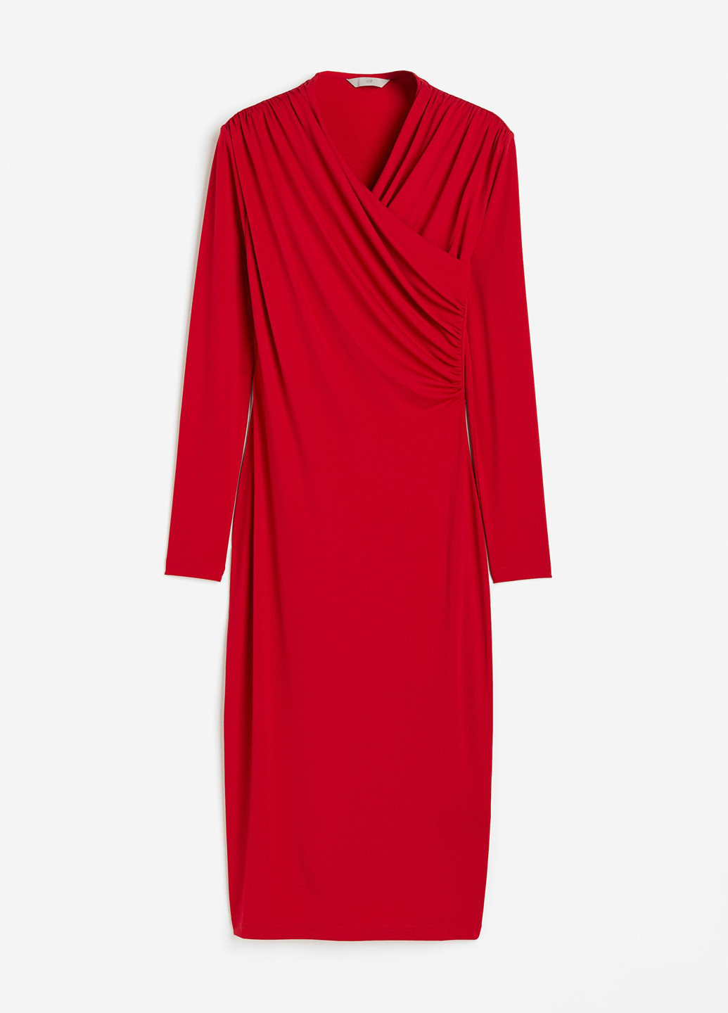 Красное кэжуал платье на запах H&M однотонное