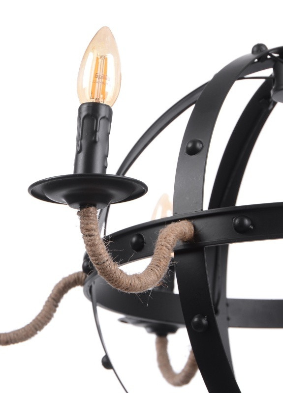 Люстра лофт підвісна свічка з канатом BL-340S/8 E14 BK Brille (253886328)