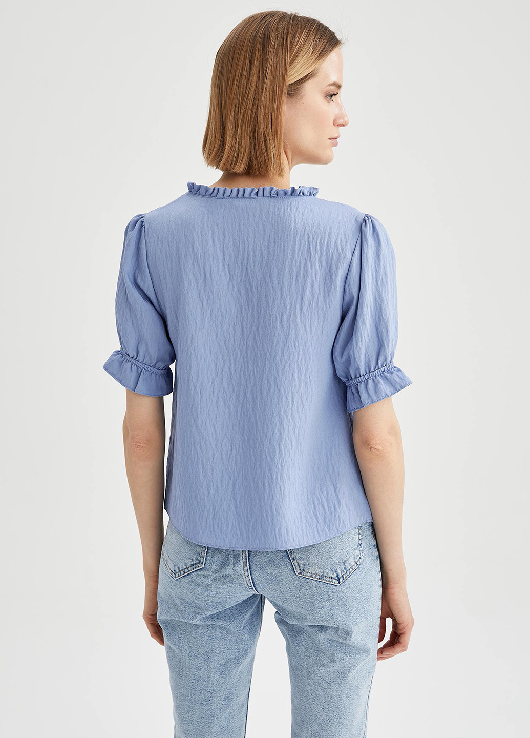 Голубая летняя блуза DeFacto