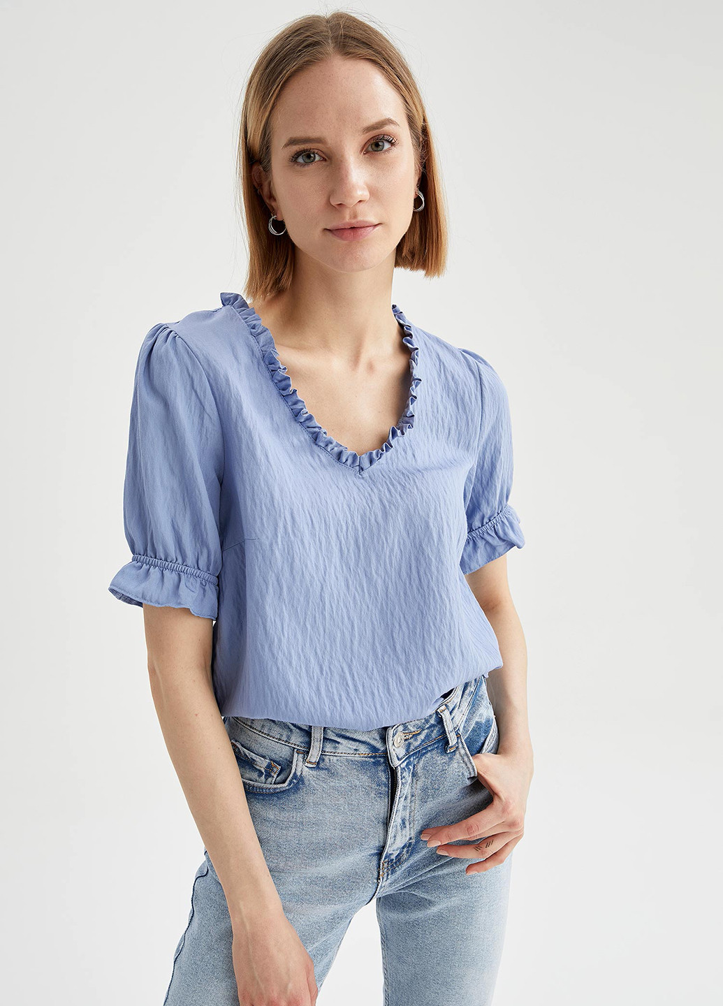 Блакитна літня блуза DeFacto