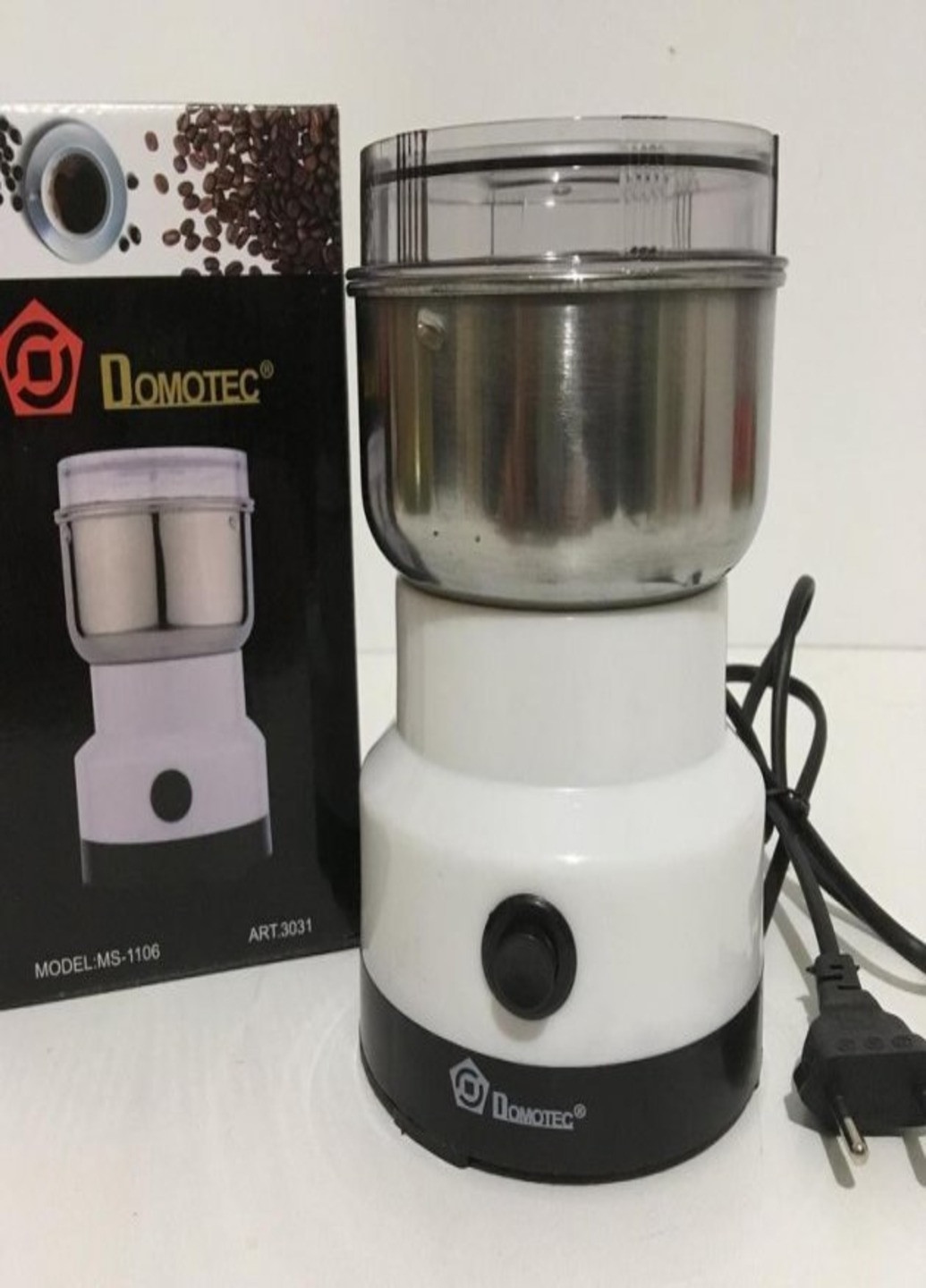 Роторная электрическая кофемолка MS-1106 Белая (150Вт, 70г) Domotec (253338692)