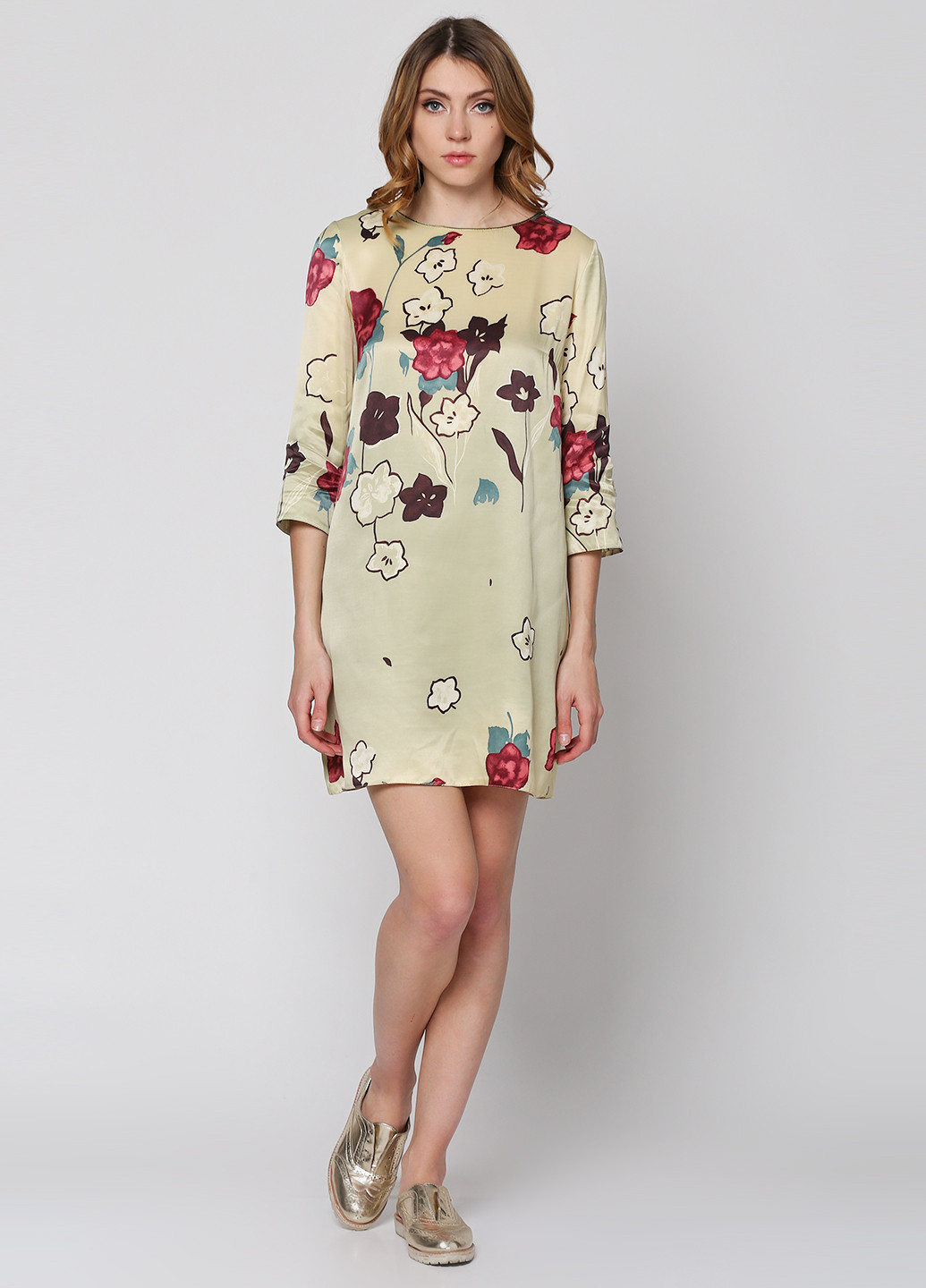 Салатовое кэжуал платье Smile с цветочным принтом