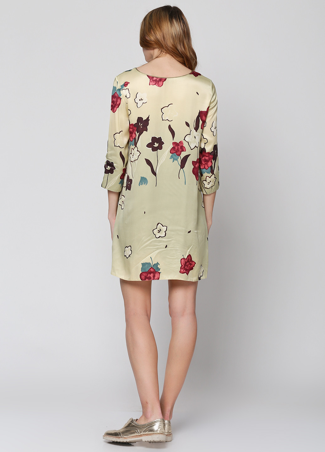 Салатовое кэжуал платье Smile с цветочным принтом