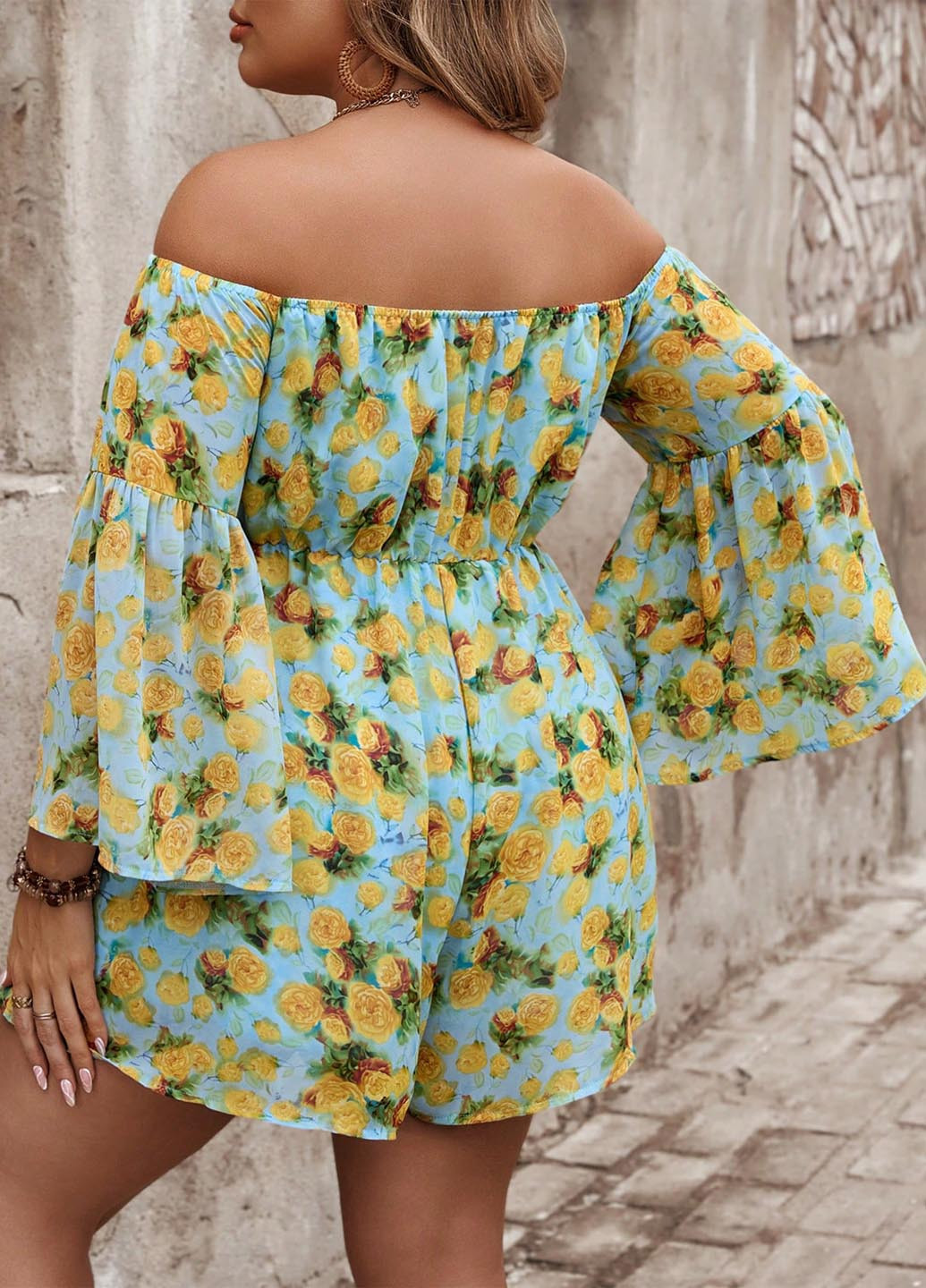 Комбинезон SHEIN комбинезон-шорты розы голубой праздничный, пляжный, кэжуал полиэстер