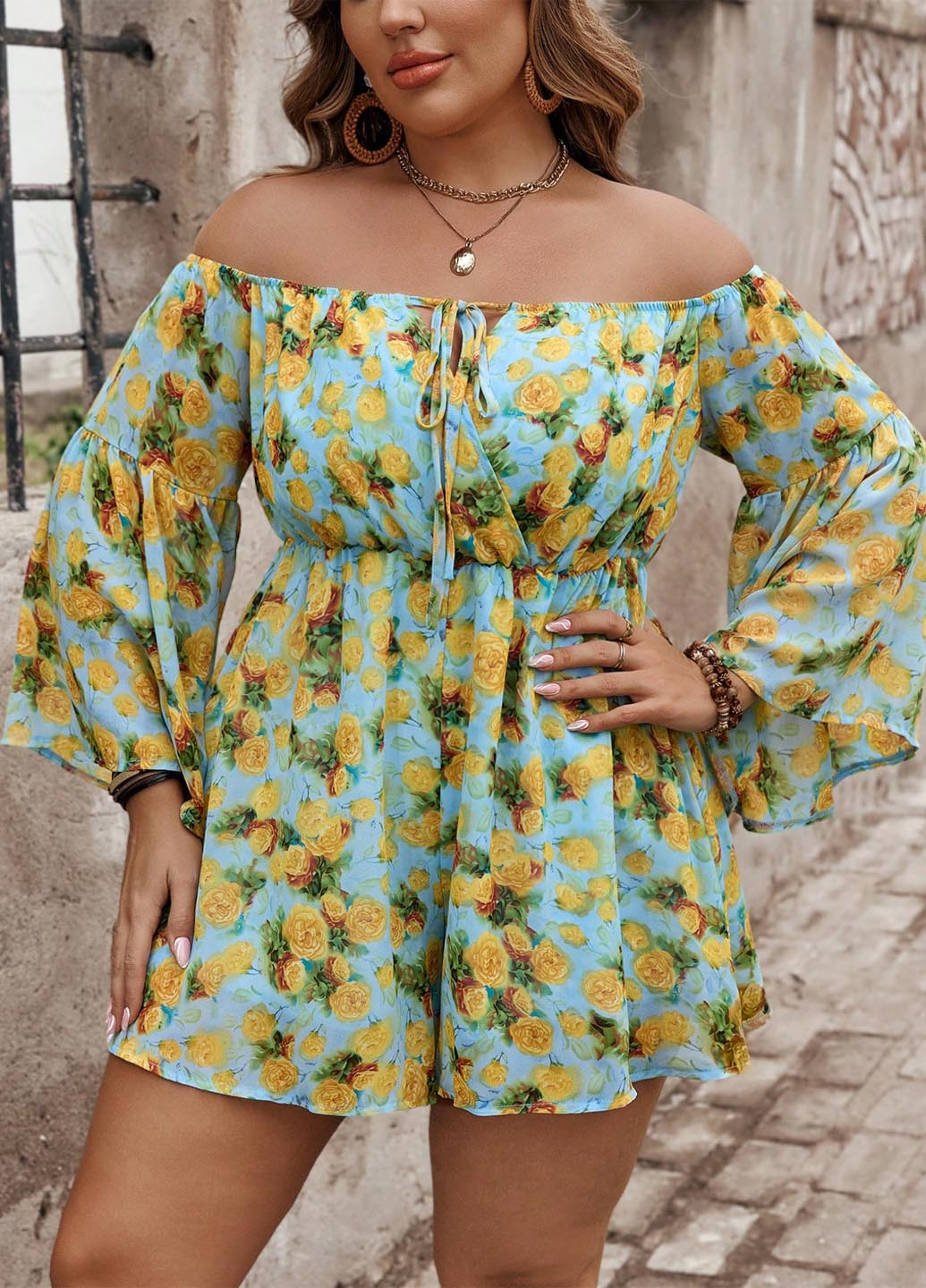 Комбинезон SHEIN комбинезон-шорты розы голубой праздничный, пляжный, кэжуал полиэстер