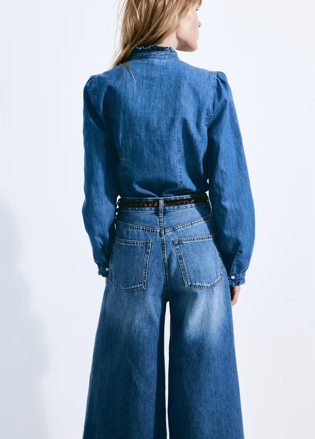 Синяя джинсовая, кэжуал рубашка однотонная H&M