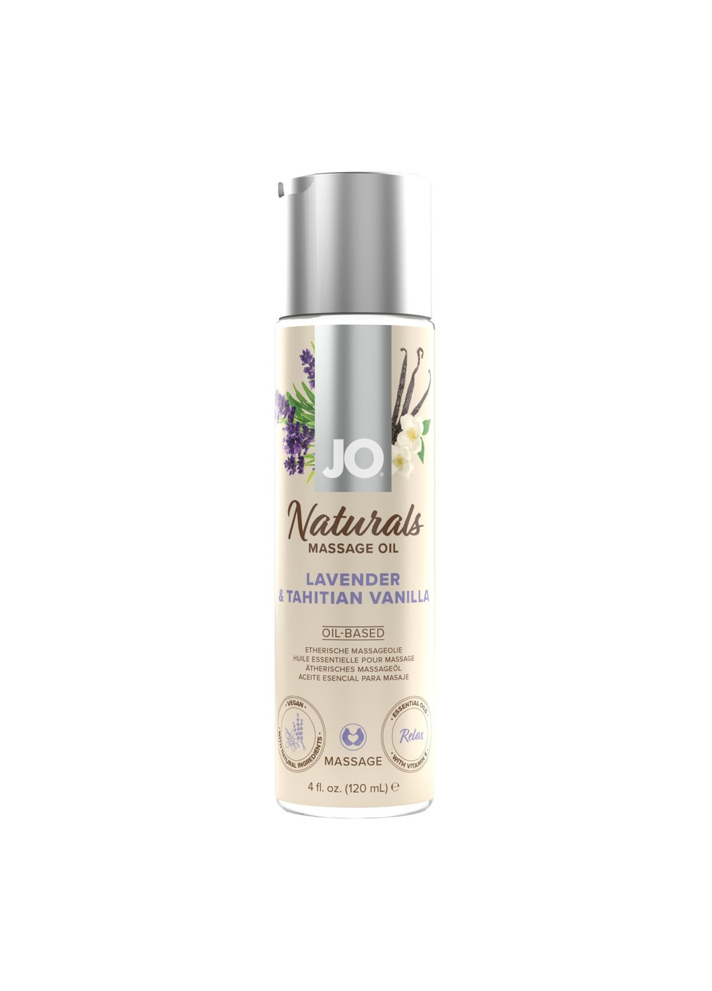 Массажное масло – Naturals Massage Oil – Lavender & Vanilla с эфирными маслам (120 мл) System JO (254046122)