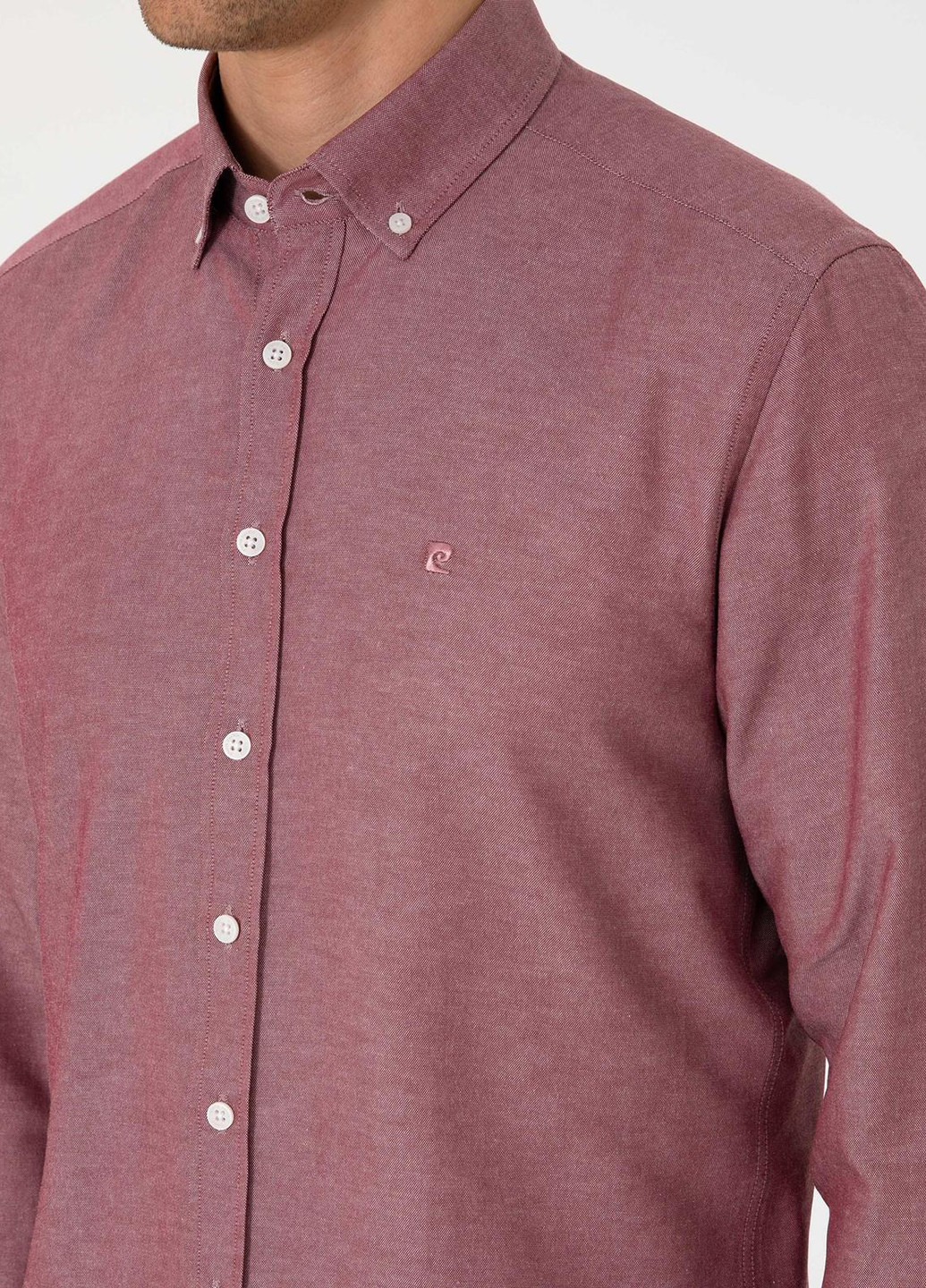 Бордовая кэжуал рубашка однотонная Pierre Cardin