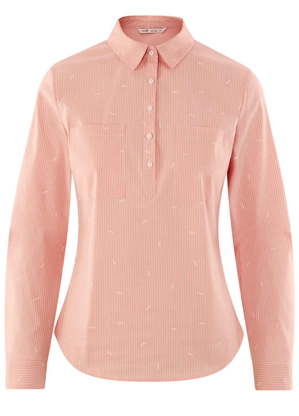 Персиковая кэжуал рубашка в полоску Oodji