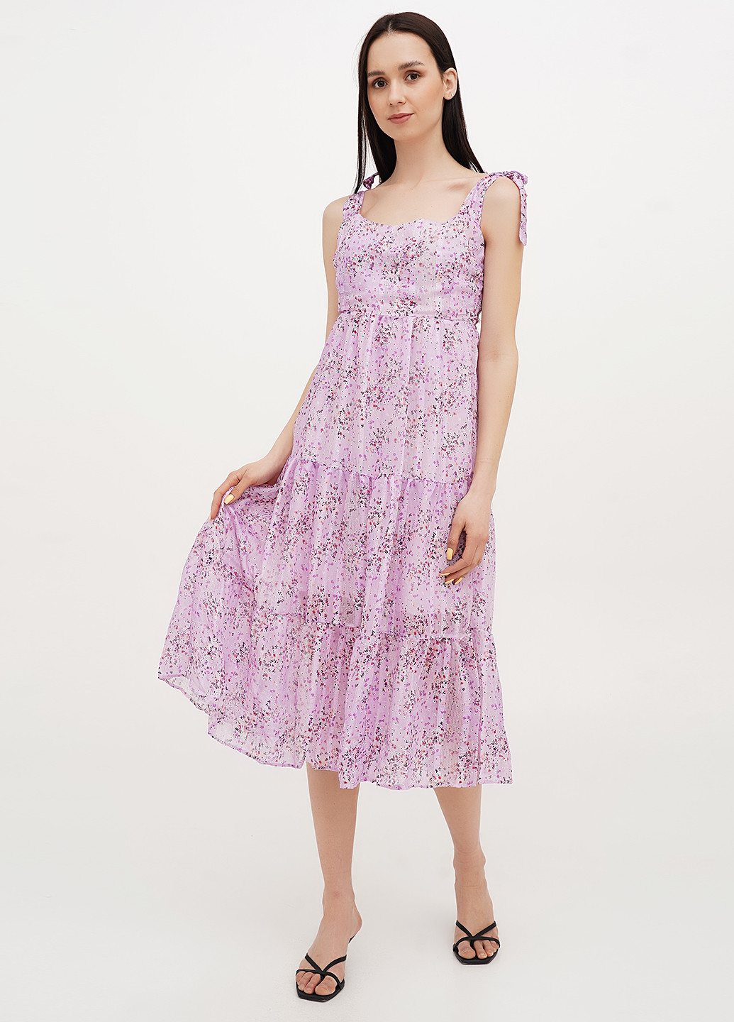Лиловое кэжуал платье клеш Babylon с цветочным принтом