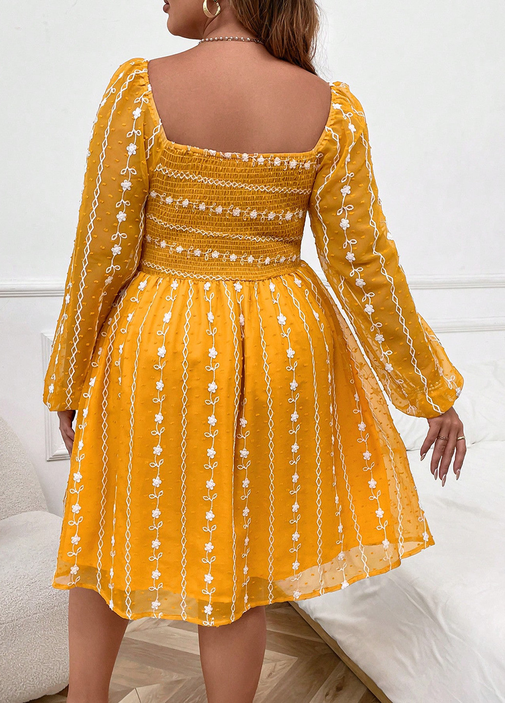 Жовтий кежуал сукня на запах SHEIN однотонна