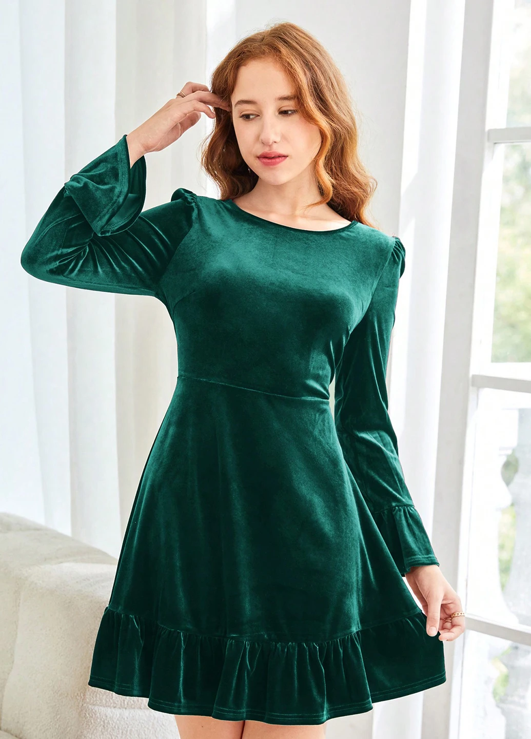 Изумрудное платье SHEIN (340673143)