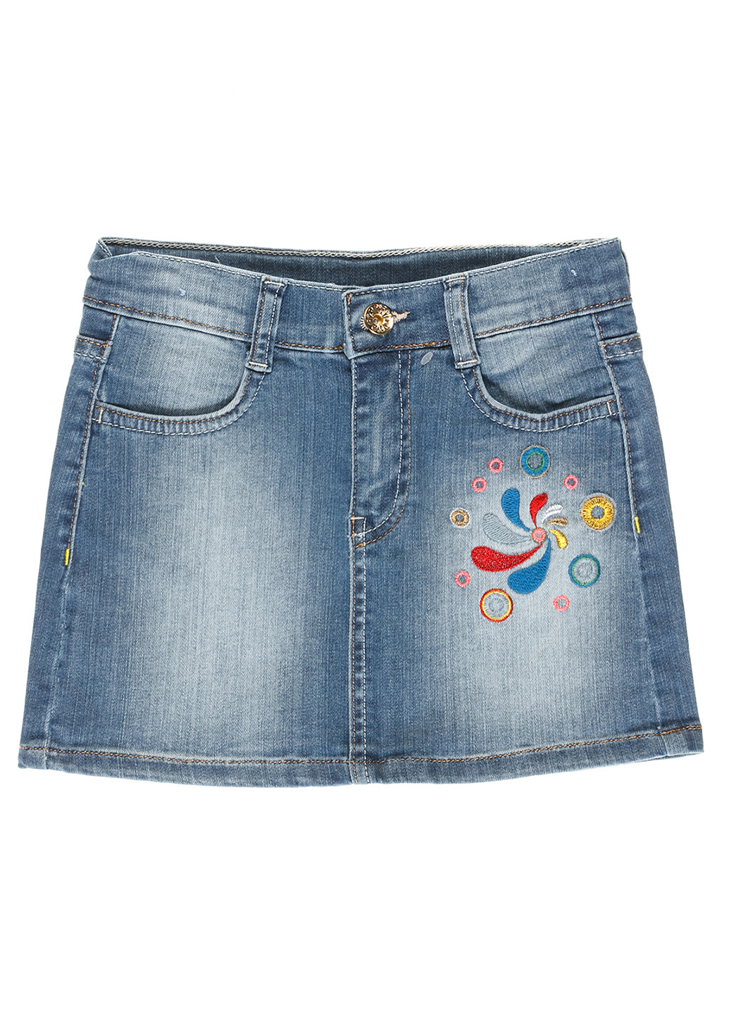 Синяя джинсовая с абстрактным узором юбка Nasimo мини