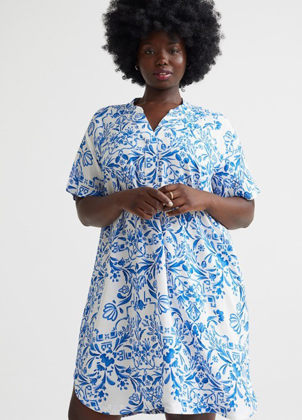 Комбинированное кэжуал платье H&M с цветочным принтом