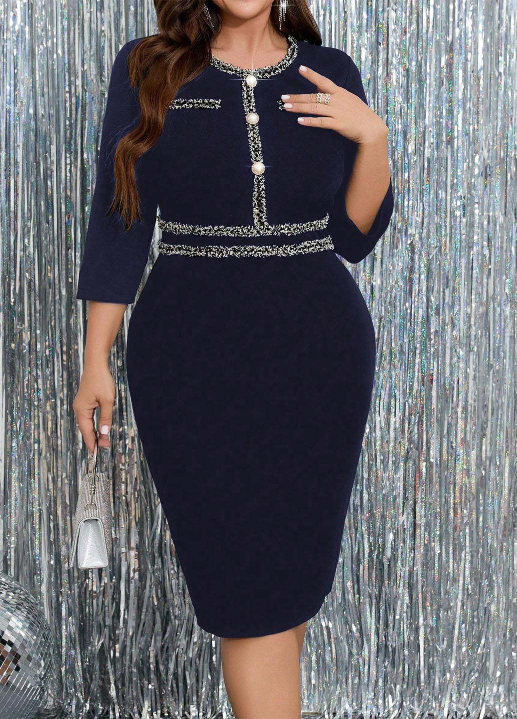 Темно-синя кежуал сукня футляр SHEIN однотонна