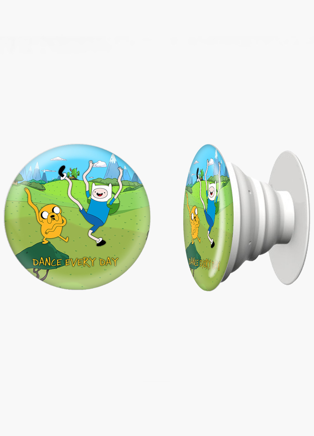 Попсокет (Popsockets) тримач для смартфону Фінн і Джейк пес Час Пригод (Adventure Time) (8754-1580) Чорний MobiPrint (216748454)