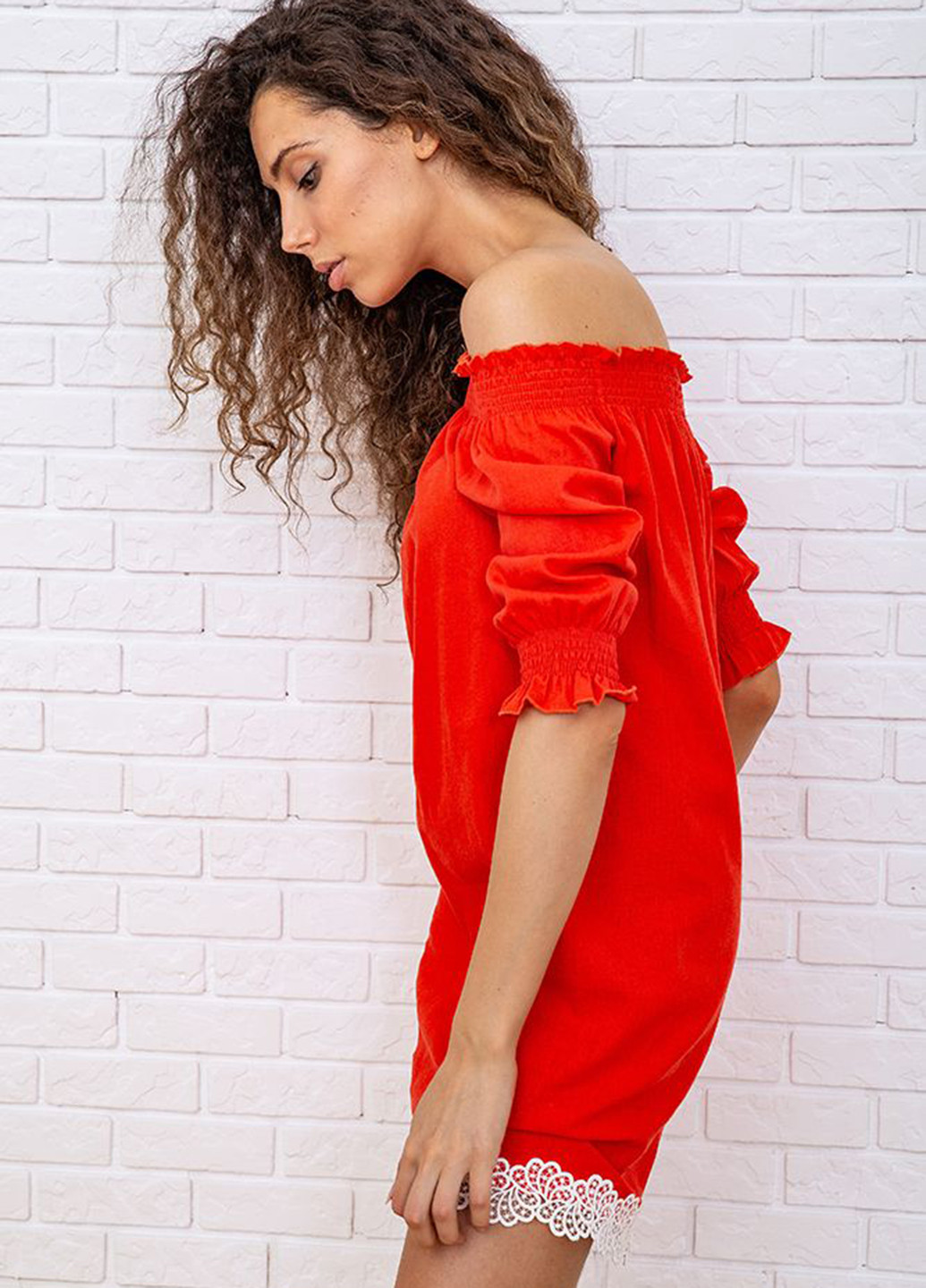 Червона кежуал сукня з відкритими плечима Ager однотонна