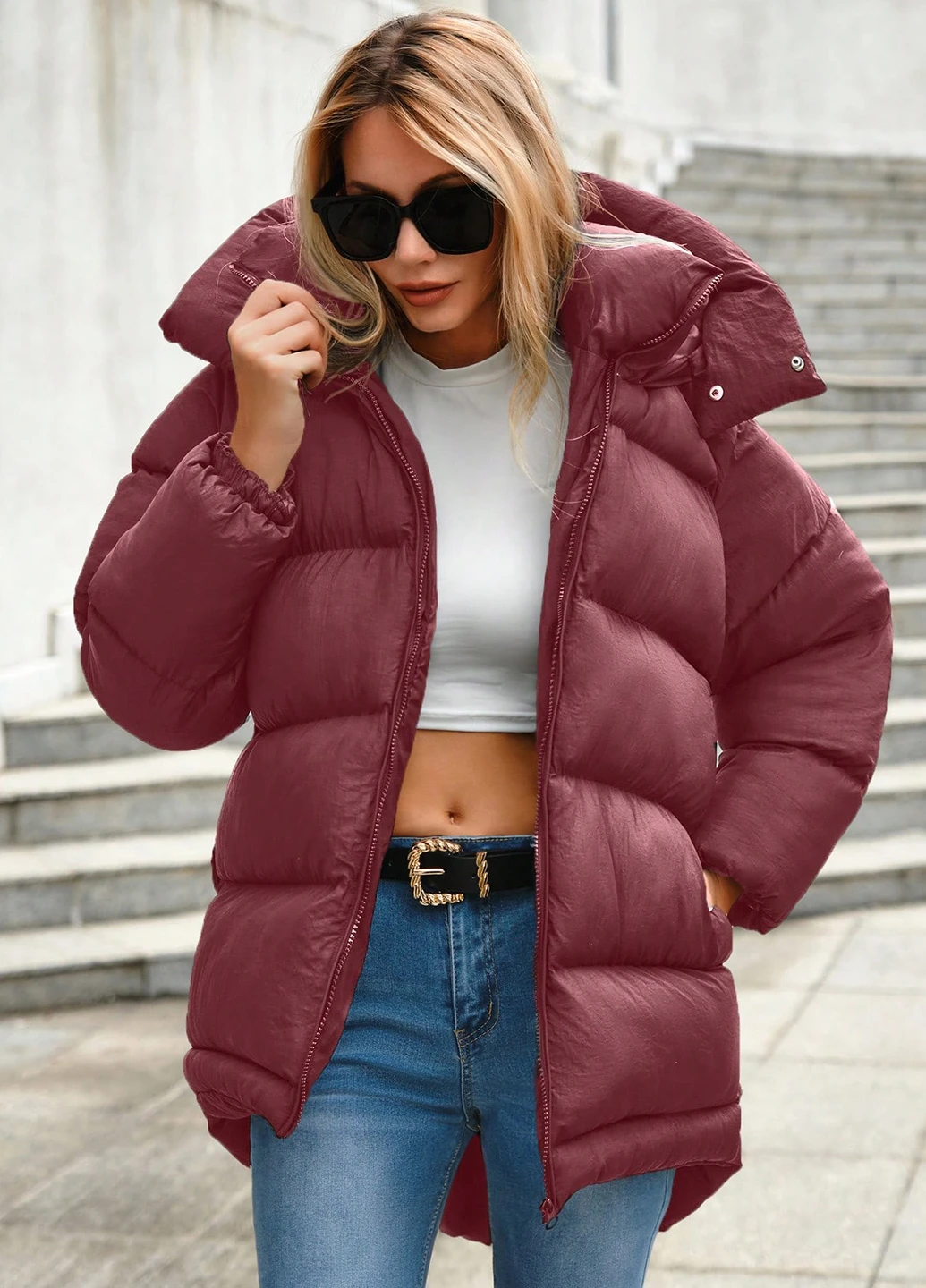 Бордова зимня куртка SHEIN