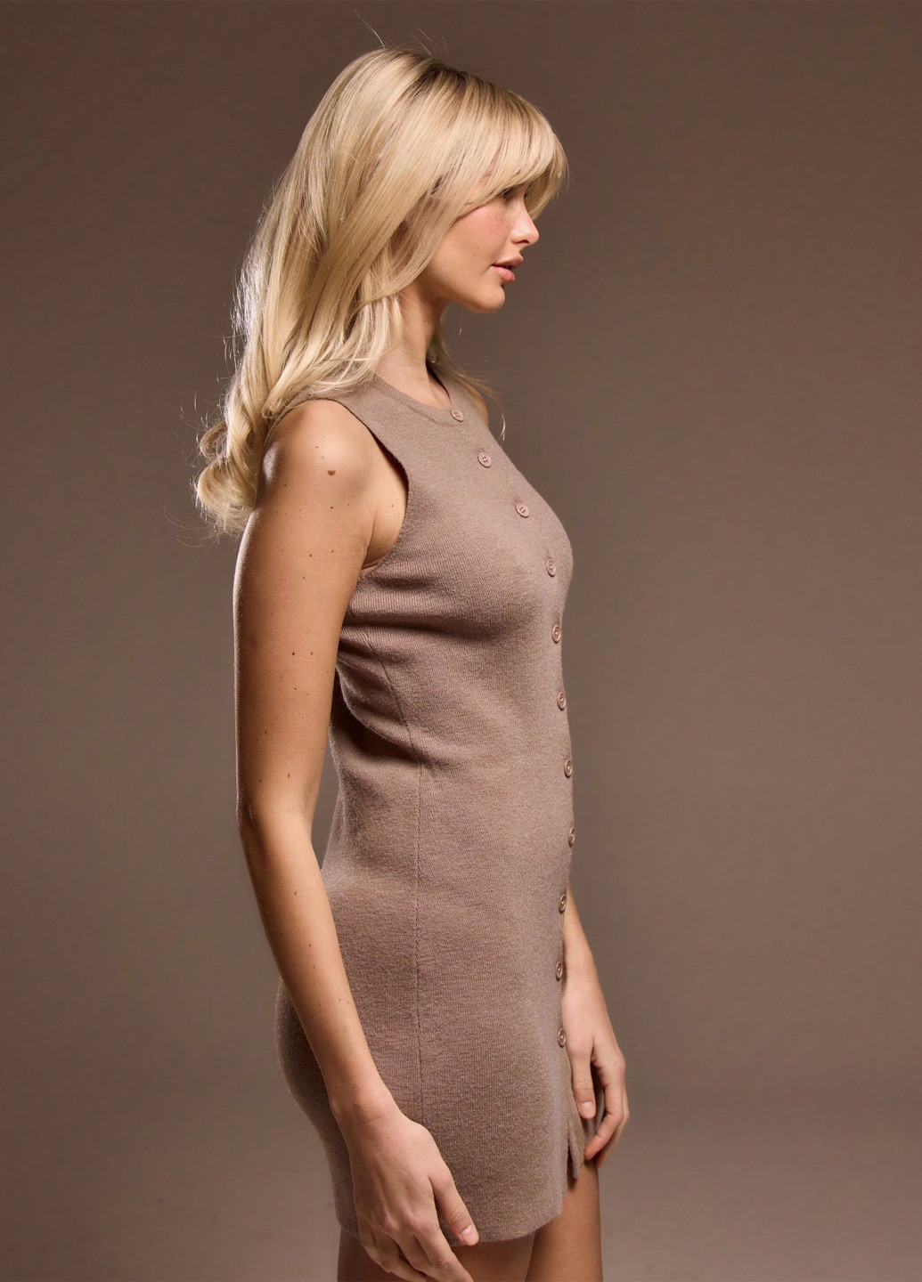 Светло-коричневое праздничный, кэжуал платье а-силуэт, платье-майка SHEIN однотонное