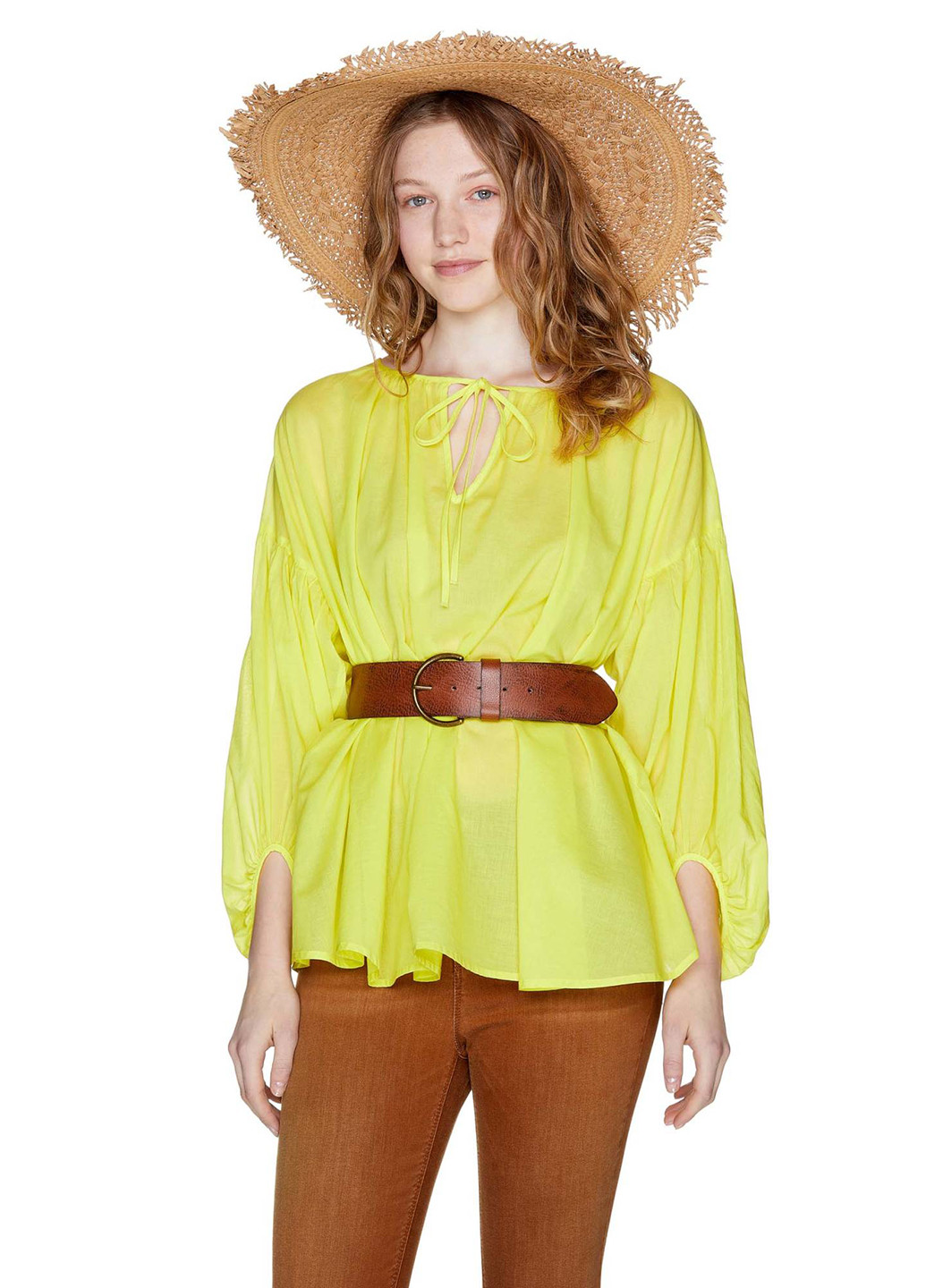 Светло-желтая демисезонная блуза с длинным рукавом United Colors of Benetton